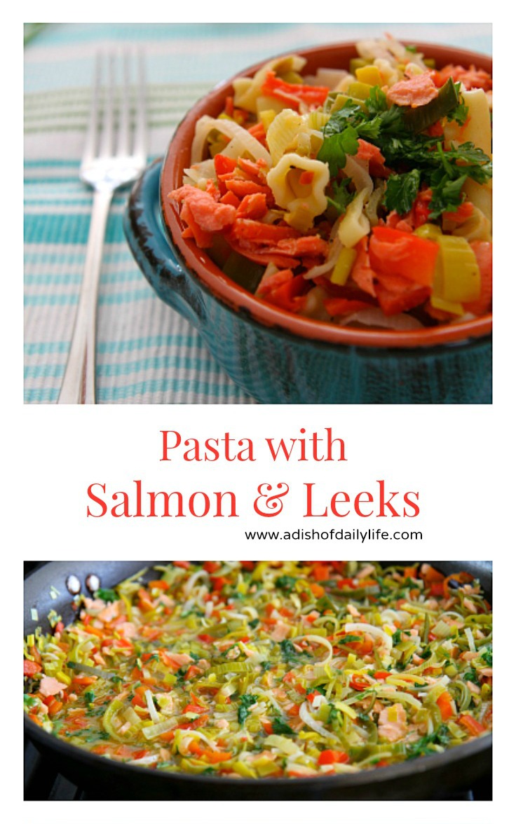 This delicious pasta with salmon and leeks takes 20-25 minutes to make, from start to finish! Perfect for those nights when you're pressed for time but still want to put a healthy meal on the table. Budget friendly too!