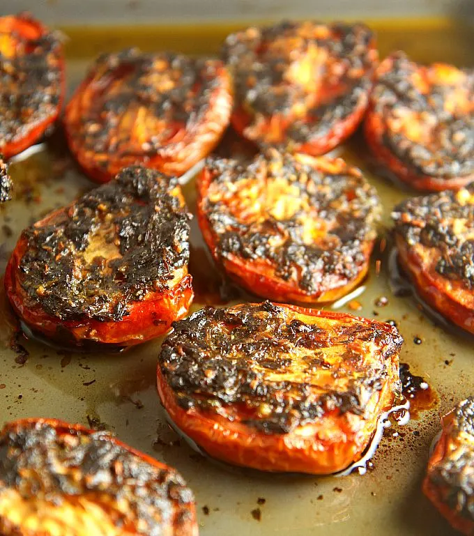 slow roasted tomatoes with cilantro