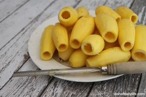 Hollowed out yellow squash for Kousa