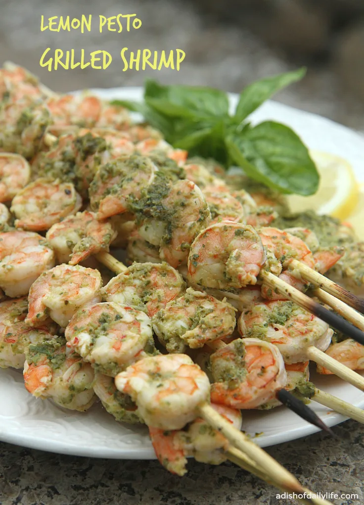 Lemon Pesto Grilled Shrimp