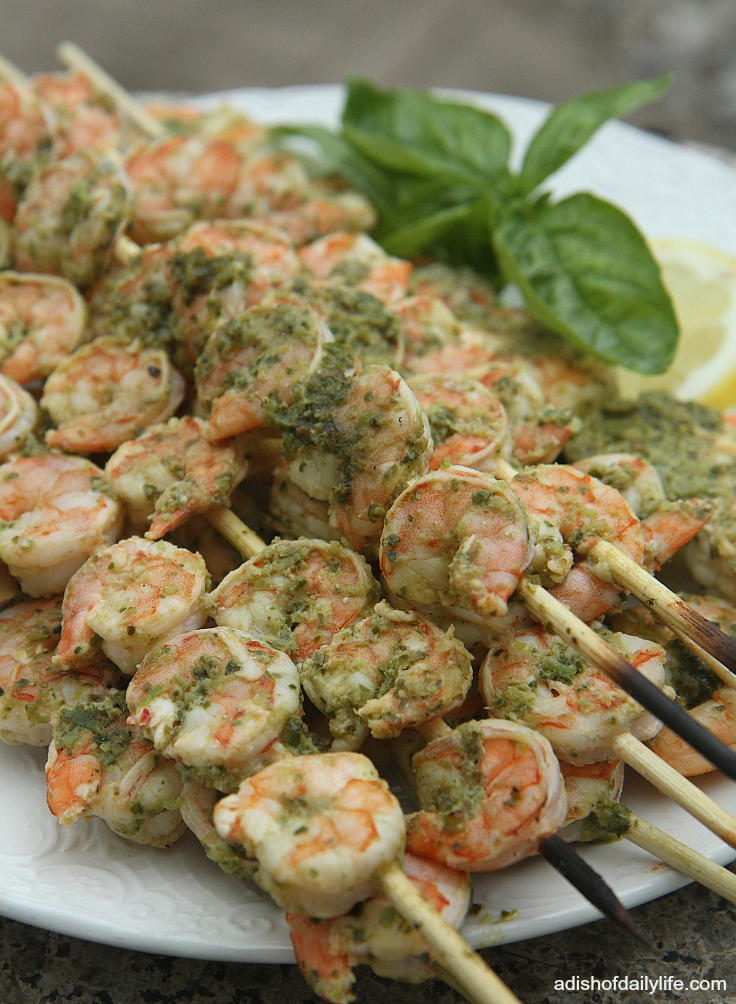 Lemon Pesto Grilled Shrimp