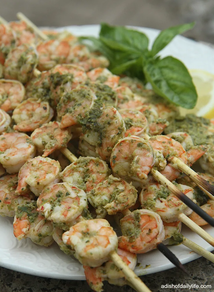 Lemon Pesto Grilled Shrimp