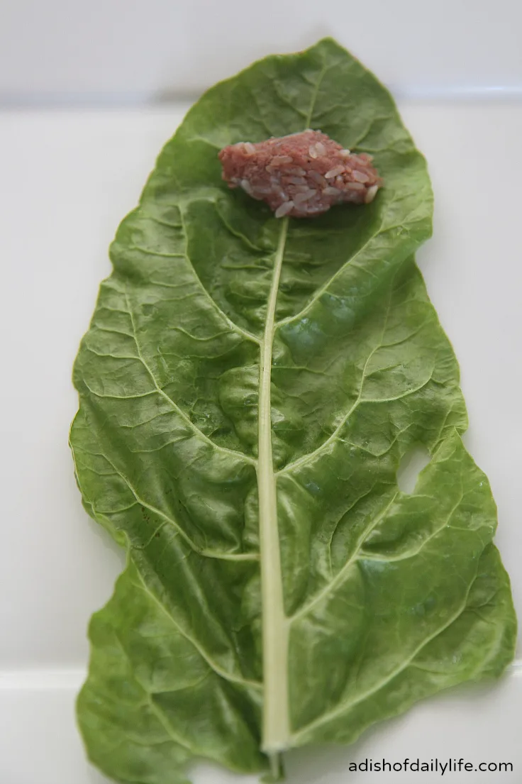 Rolling the swiss chard