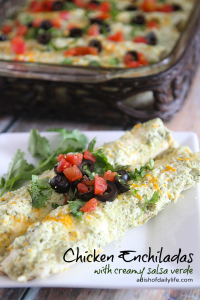 Chicken Enchiladas with a creamy salsa verde sauce are delicious and easy to make!