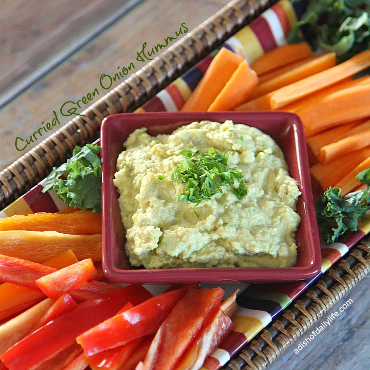 Curried Green Onion Hummus...a new twist on the traditional hummus! #glutenfree #vegan