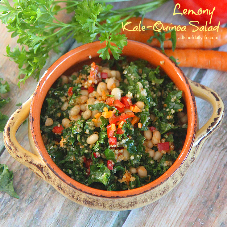 Lemony Kale-Quinoa Salad is a colorful fall salad packed with nutrients and health benefits