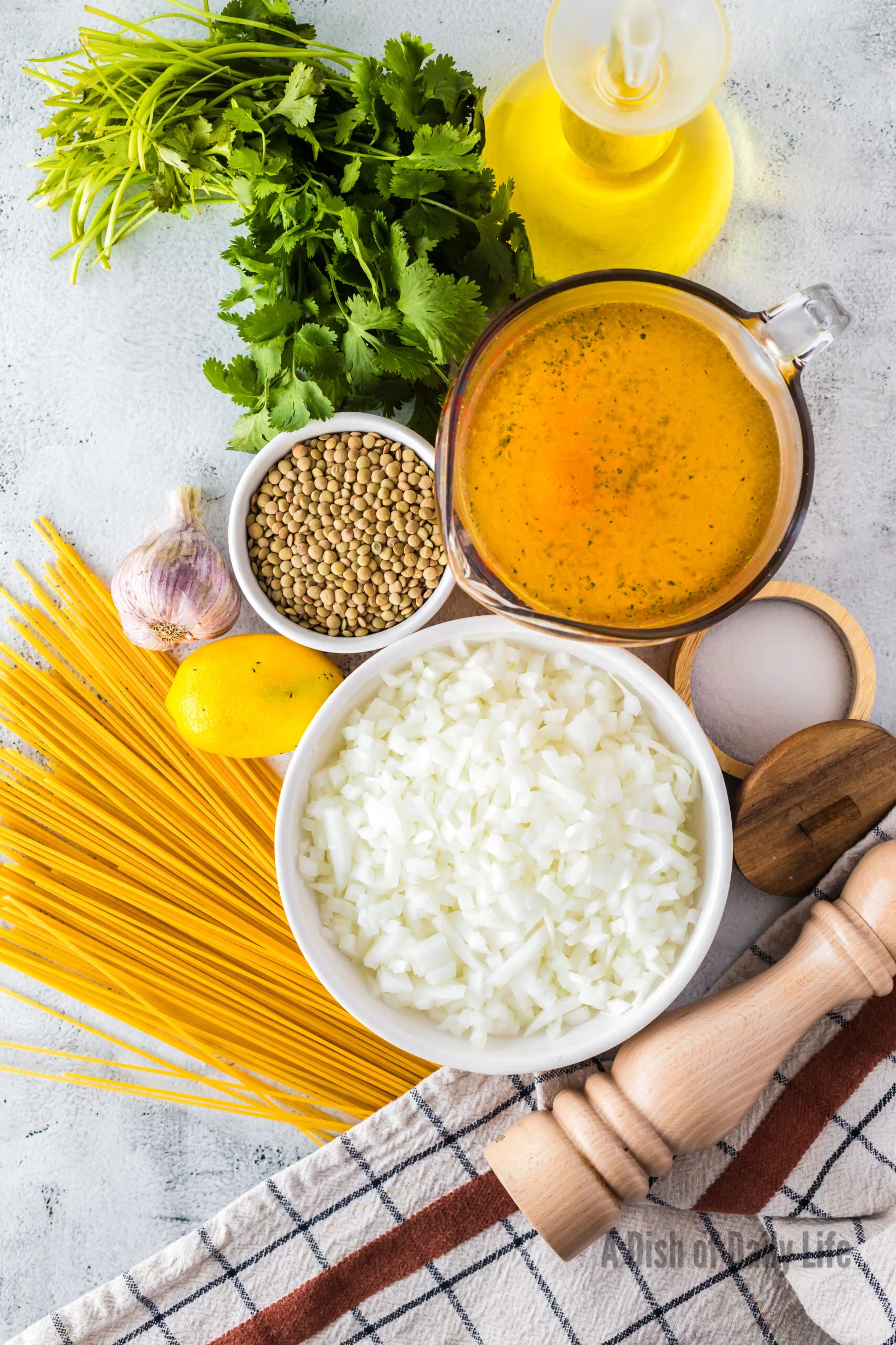 All ingredients laid out on counter, ready to assemble