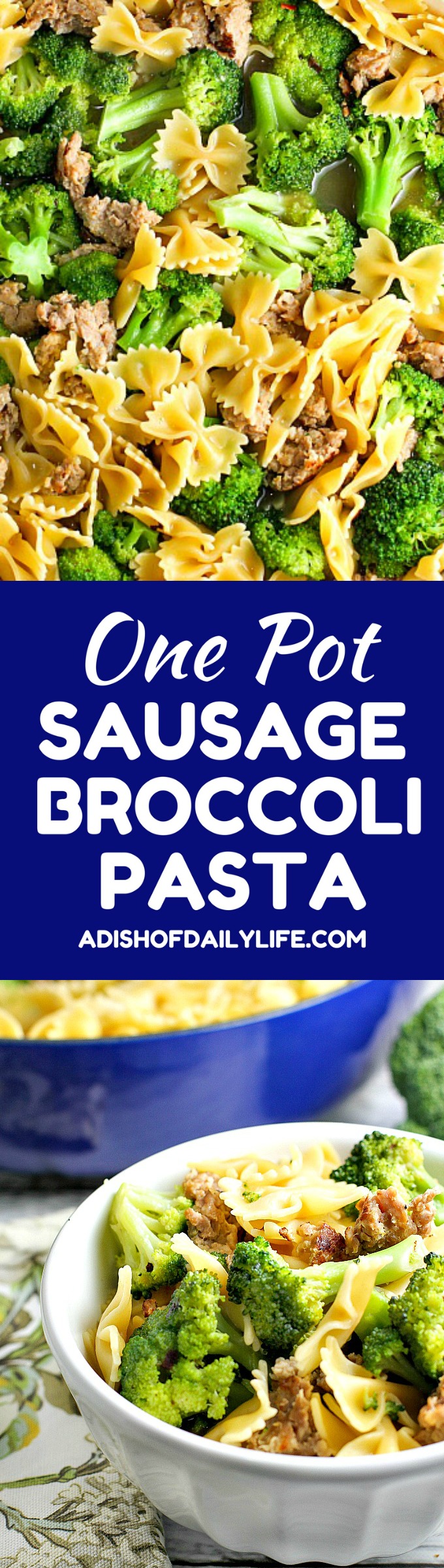  Sausage Broccoli Pasta is a go-to recipe for our family...fast, easy, delicious and it only uses one pot, so clean up in minimal! You can have it on the table in under 30 minutes too!