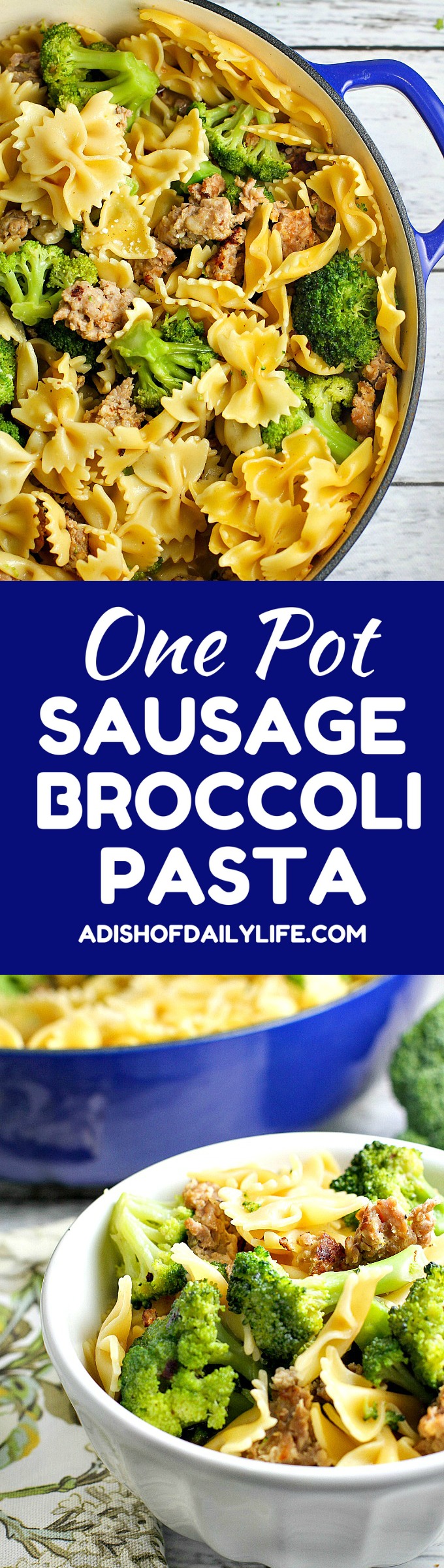  Sausage Broccoli Pasta is a go-to recipe for our family...fast, easy, delicious and it only uses one pot, so clean up in minimal! You can have it on the table in under 30 minutes too!