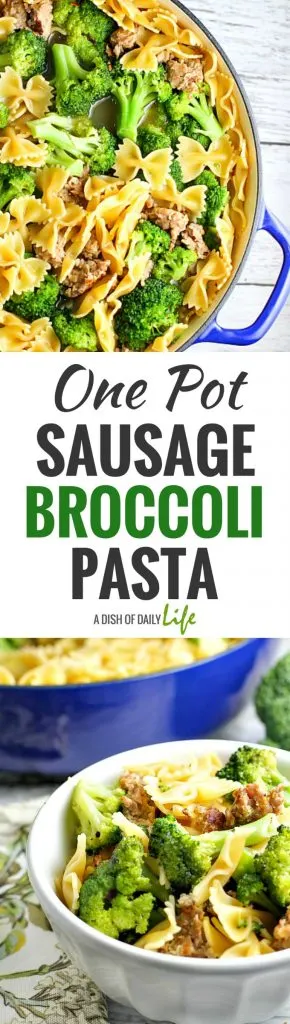  Sausage Broccoli Pasta is a go-to recipe for our family...fast, easy, delicious and it only uses one pot, so clean up is minimal! You can have it on the table in under 30 minutes too! One Pot Meals | Pasta | Easy Recipes 