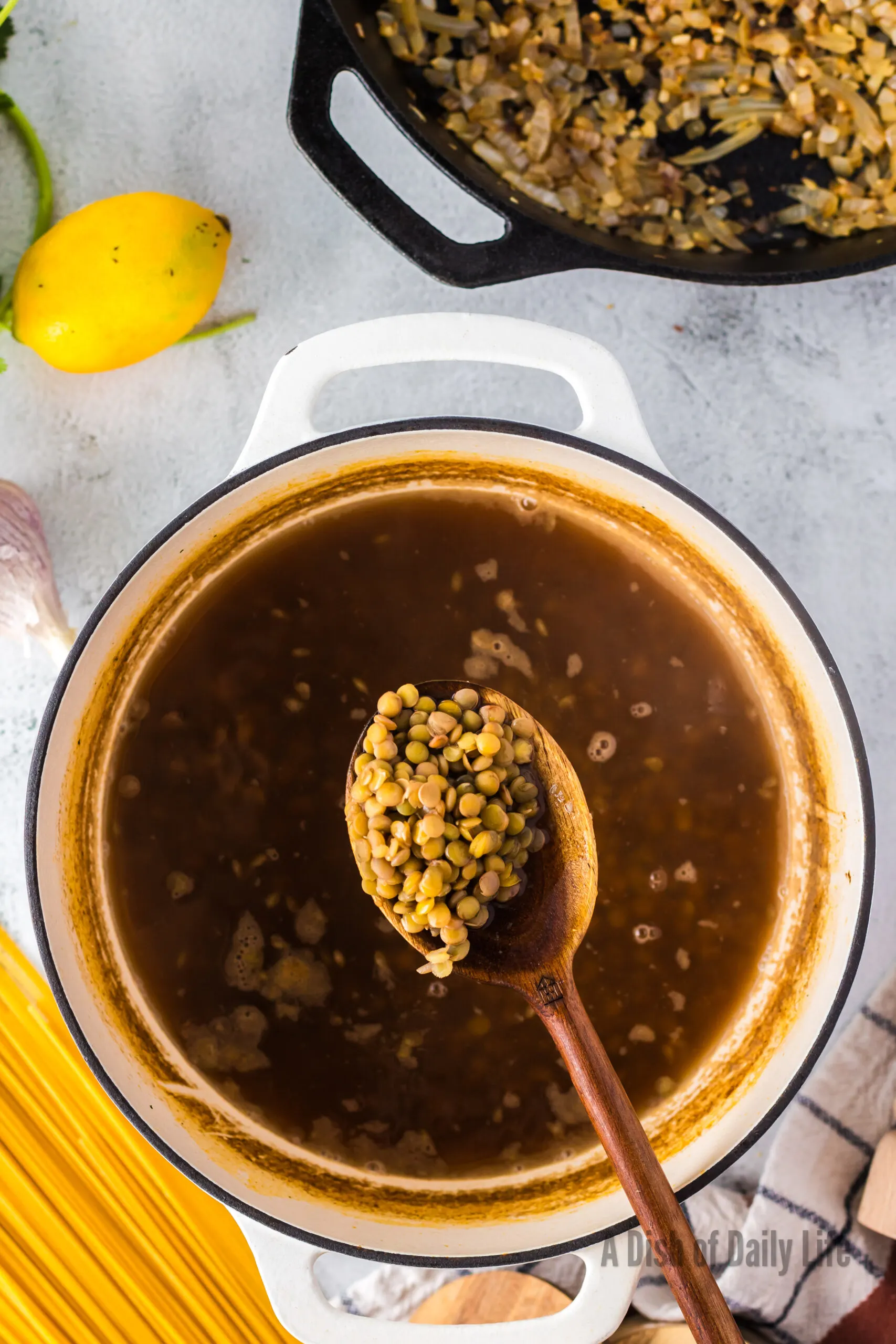 Cooked Lentils in broth