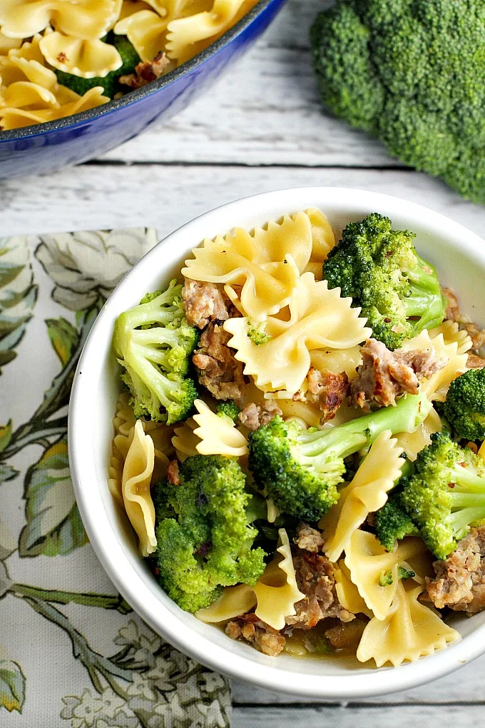  Sausage Broccoli Pasta is a go-to recipe for our family...fast, easy, delicious and it only uses one pot, so clean up in minimal! You can have it on the table in under 30 minutes too!