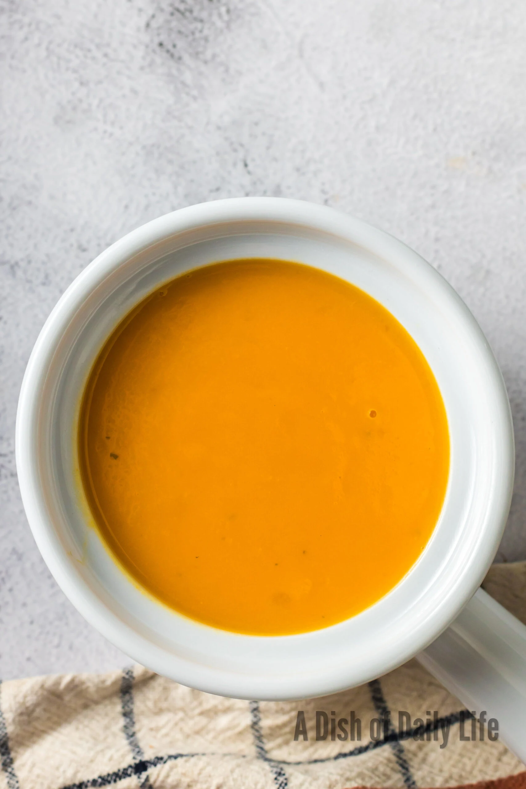 top view looking down of bowl of soup