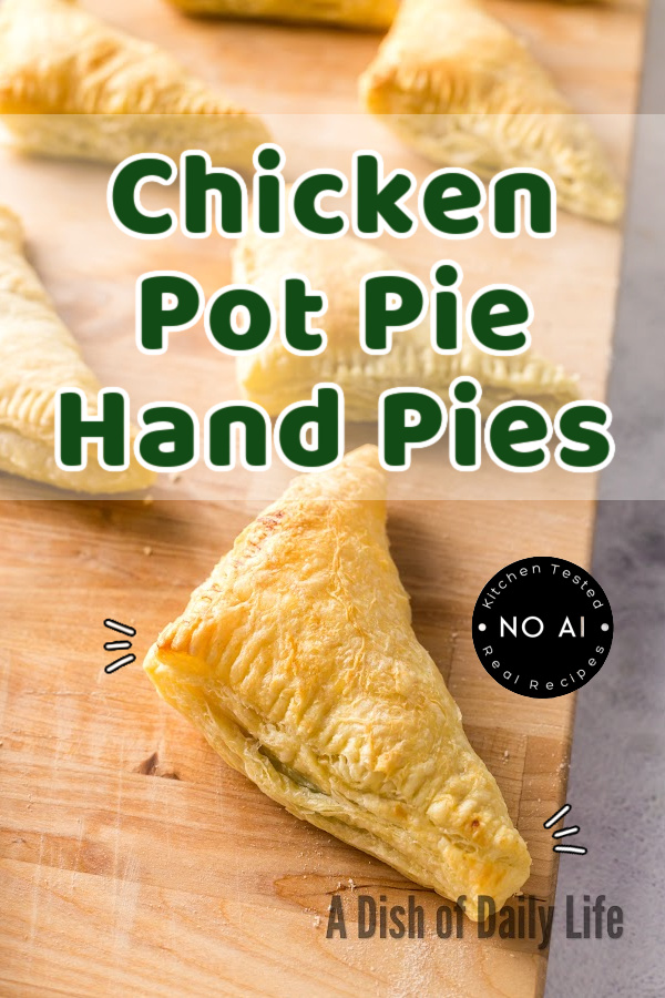 Main image for Chicken Pot Pie Hand Pies. Baked hand pies laid out on the counter.