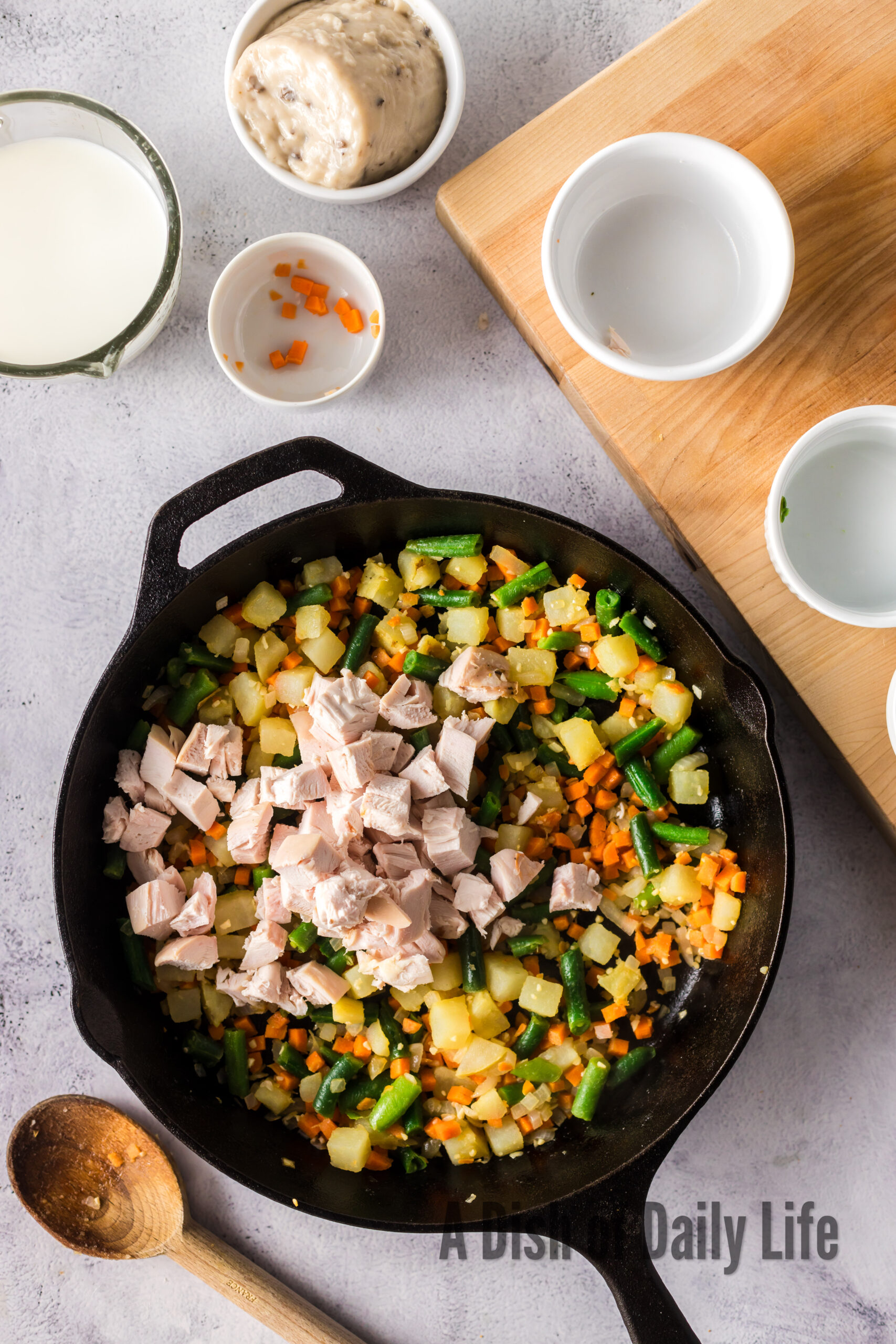 Chicken added to skillet