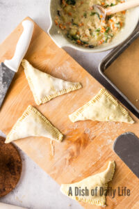 hand pies folded in half with edges crimped, unbaked.