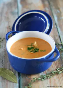 Tomatoes and cream cheese add a rich creaminess to this delicious seafood bisque