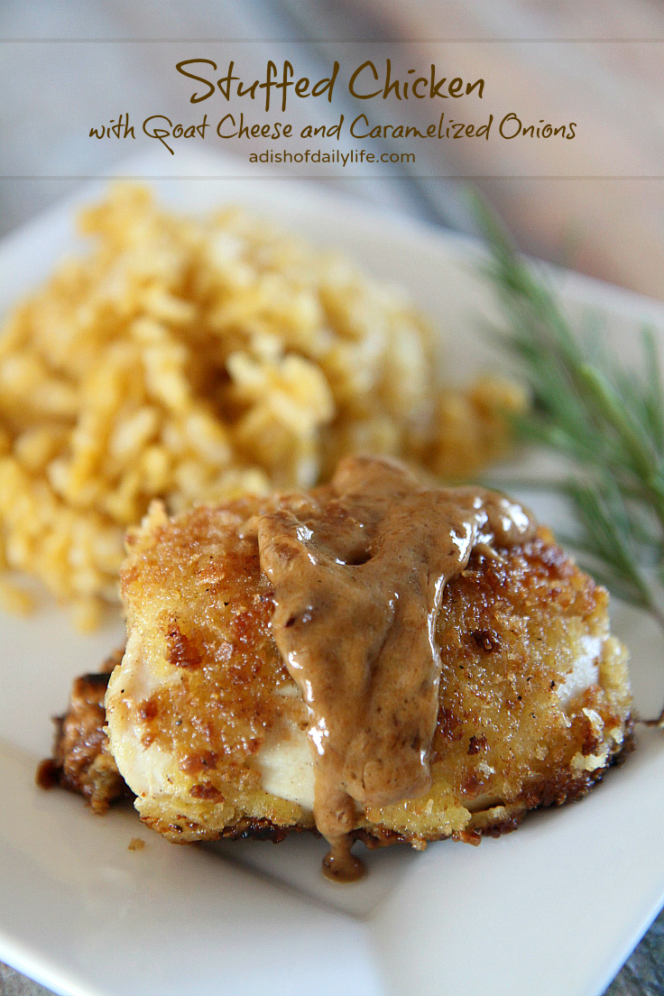 Wow your family and friends with this delicious stuffed chicken with goat cheese and caramelized onions. Perfect for a dinner party or special occasion!