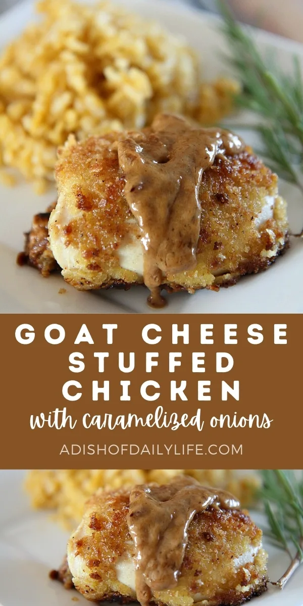 Goat Cheese Stuffed Chicken with caramelized onions