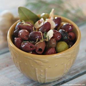 Marinated Olives with red wine vinaigrette