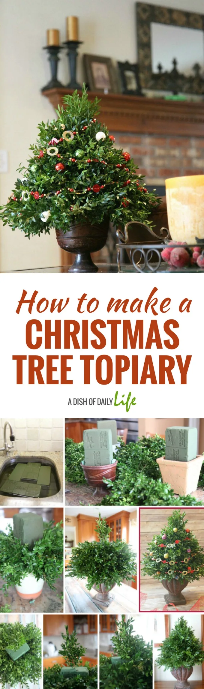 Learn how to make a Christmas tree topiary for the holidays! Perfect as holiday decor for your home or gift giving! #holidaygift #DIY #Christmas #giftideas #homemade