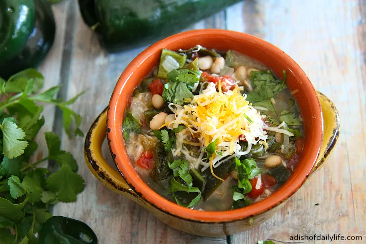 Hearty Slow Cooker Spicy Pork Green Chile Stew...perfect for party crowds and weeknight dinners!