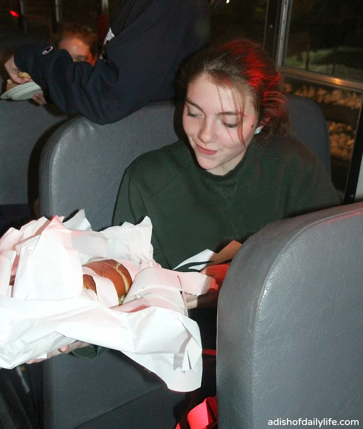 IN-VINCE-IBLE Sandwich on the bus after track meet