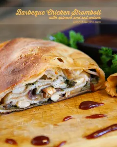 This barbeque chicken stromboli with spinach and red onions is perfect for your game day menu #PartywithBigY #Ad