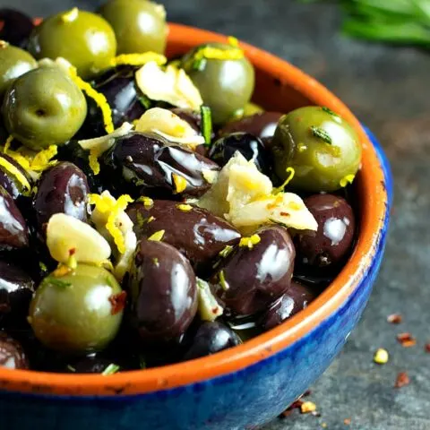 Marinated Olives with a Red Wine Vinaigrette