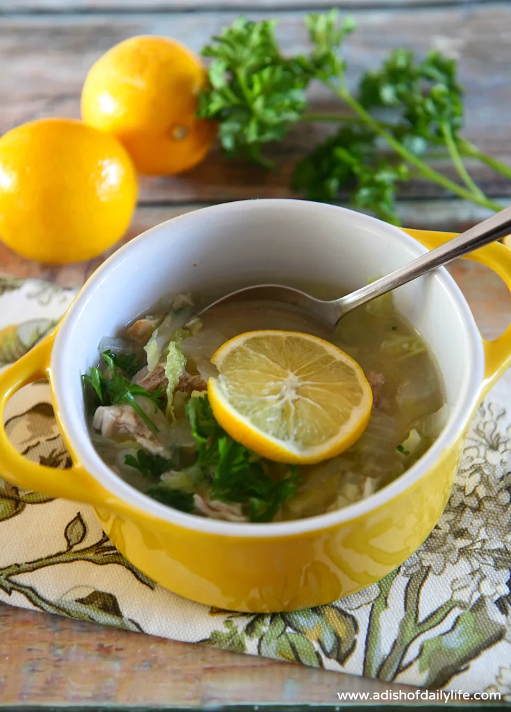 Lemony Chicken and Cabbage Soup with Quinoa