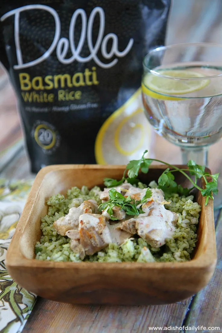 Middle Eastern Yogurt Chicken with Cilantro Basmati Rice (Della Rice)