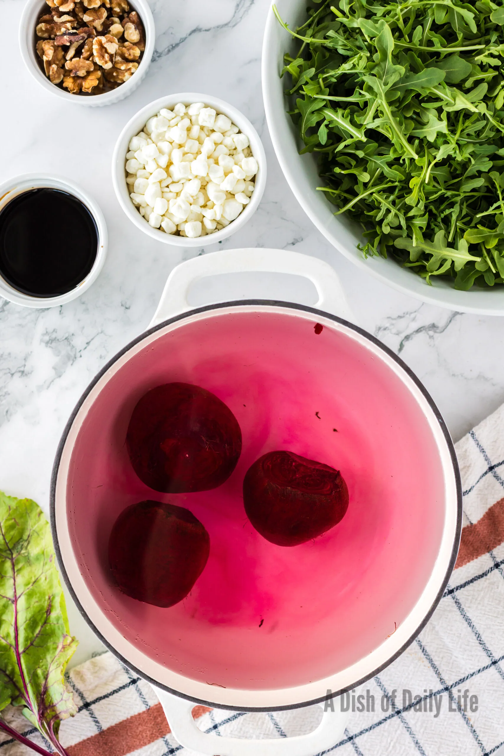 Beets cooking in water