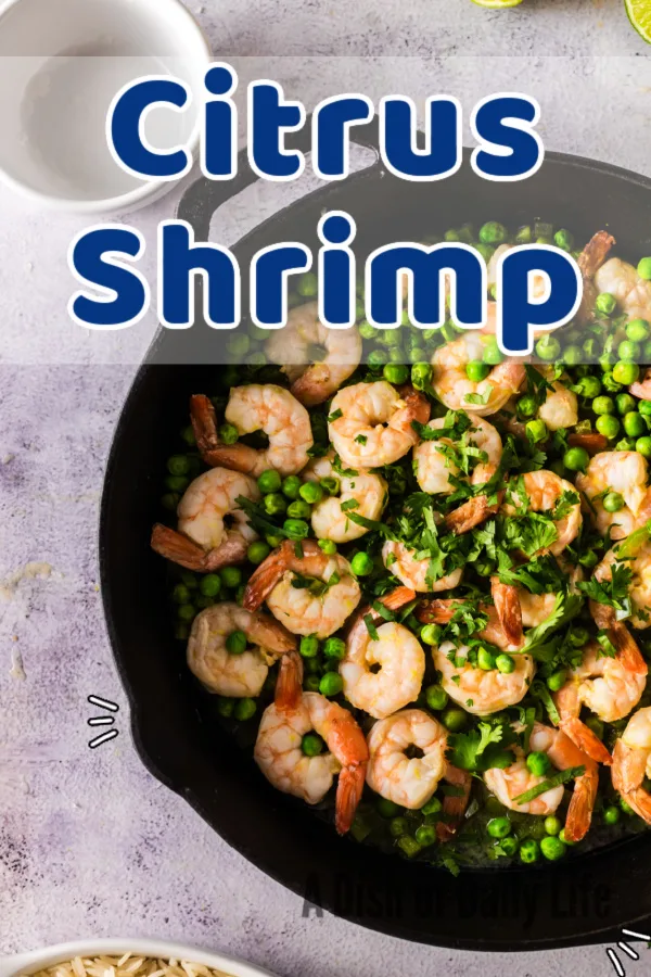 Main image for Citrus Shrimp Recipe. Shrimp in skillet, cooked and ready to serve.