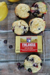 Glazed Lemon Blueberry Mufins with Finlandia gourmet butter