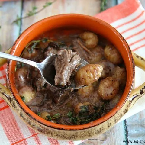 Gnocchi with Cabernet Cream Sauce & Braised Beef