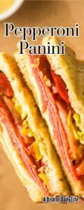 Odd sized single image for Pinterest of Pepperoni Panini