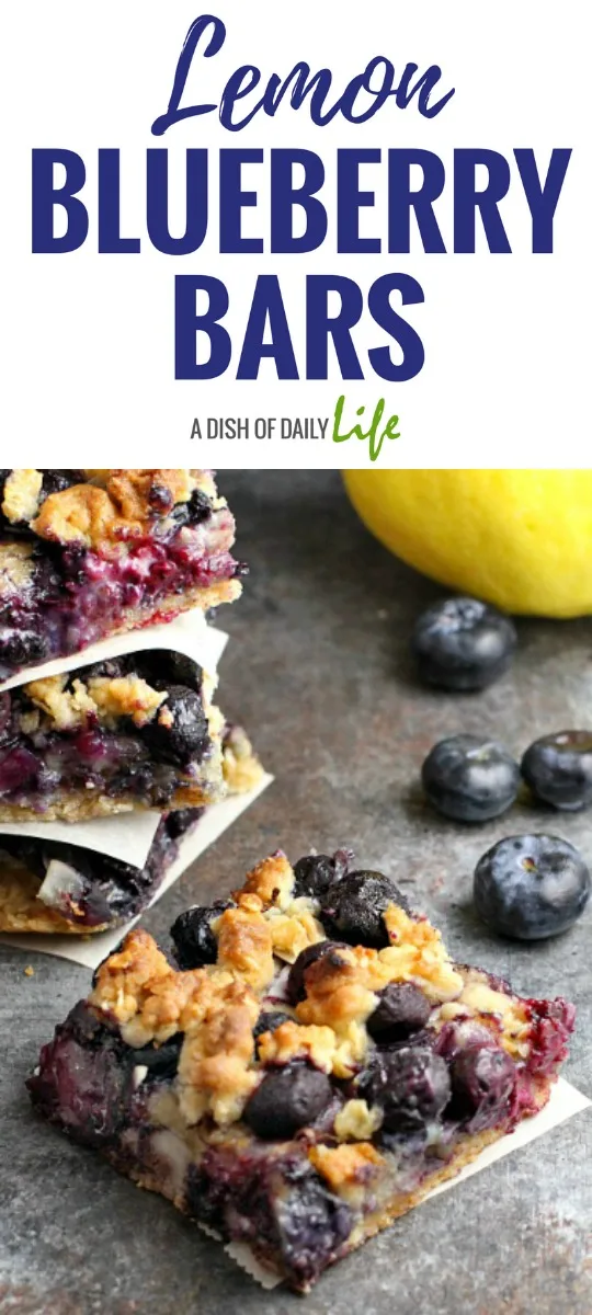 Lemon Blueberry Bars...a hint of lemon combines with the delicious taste of blueberries over a yummy oatmeal crust for a special treat the whole family will love! Dessert | Fruity desserts | bar cookies | cookie bars | baking with fruit | easy desserts | Blueberries 