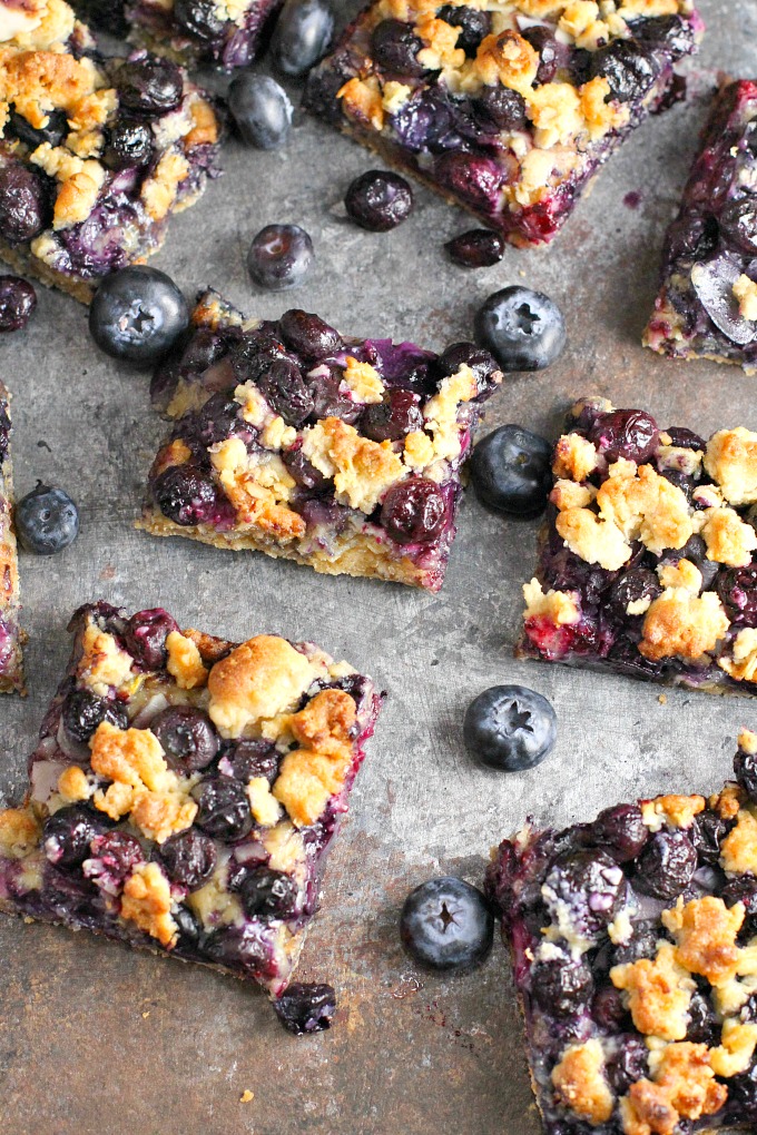 Lemon Blueberry Bars...lemon zest combined with the delicious taste of blueberries and a yummy oatmeal crust! 