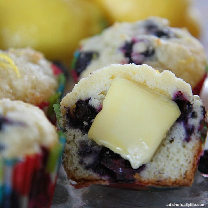 Glazed Lemon Blueberry Muffins with gourmet butter