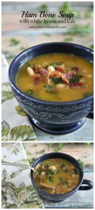 Rich in flavor, this hearty Ham Bone Soup with white beans and kale is the perfect comfort food to warm your bones on a damp and rainy spring day