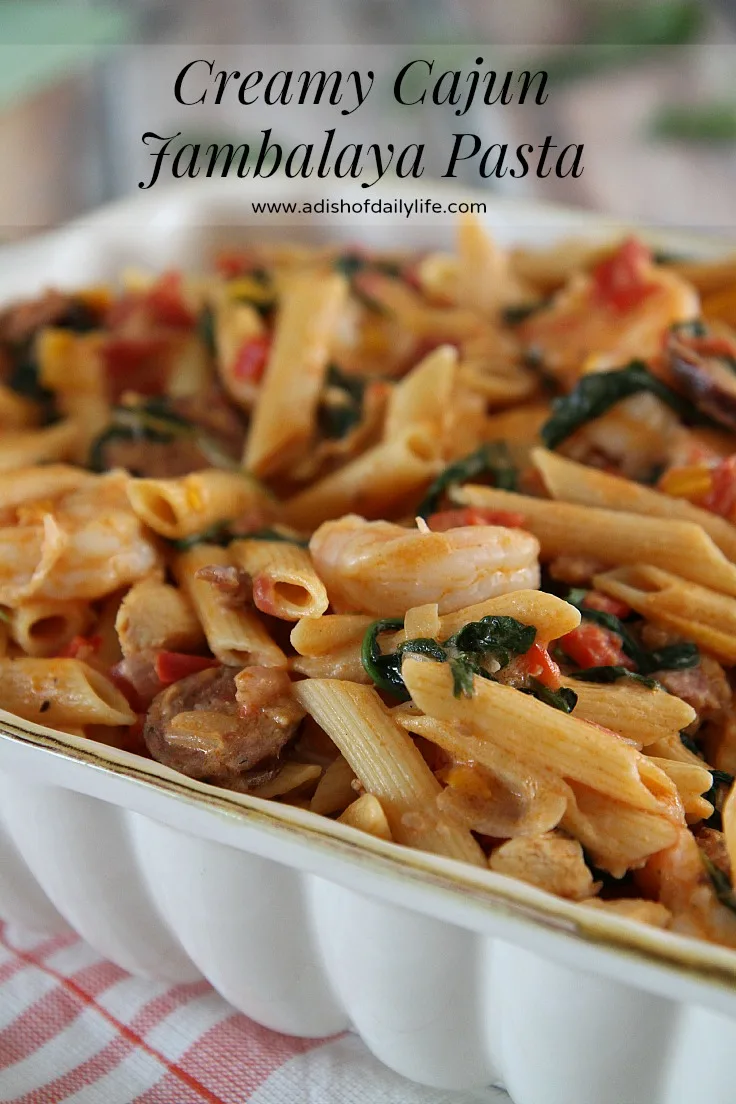 This Creamy Cajun Jambalaya Pasta is an easy and delicious one pot meal that the whole family will love!