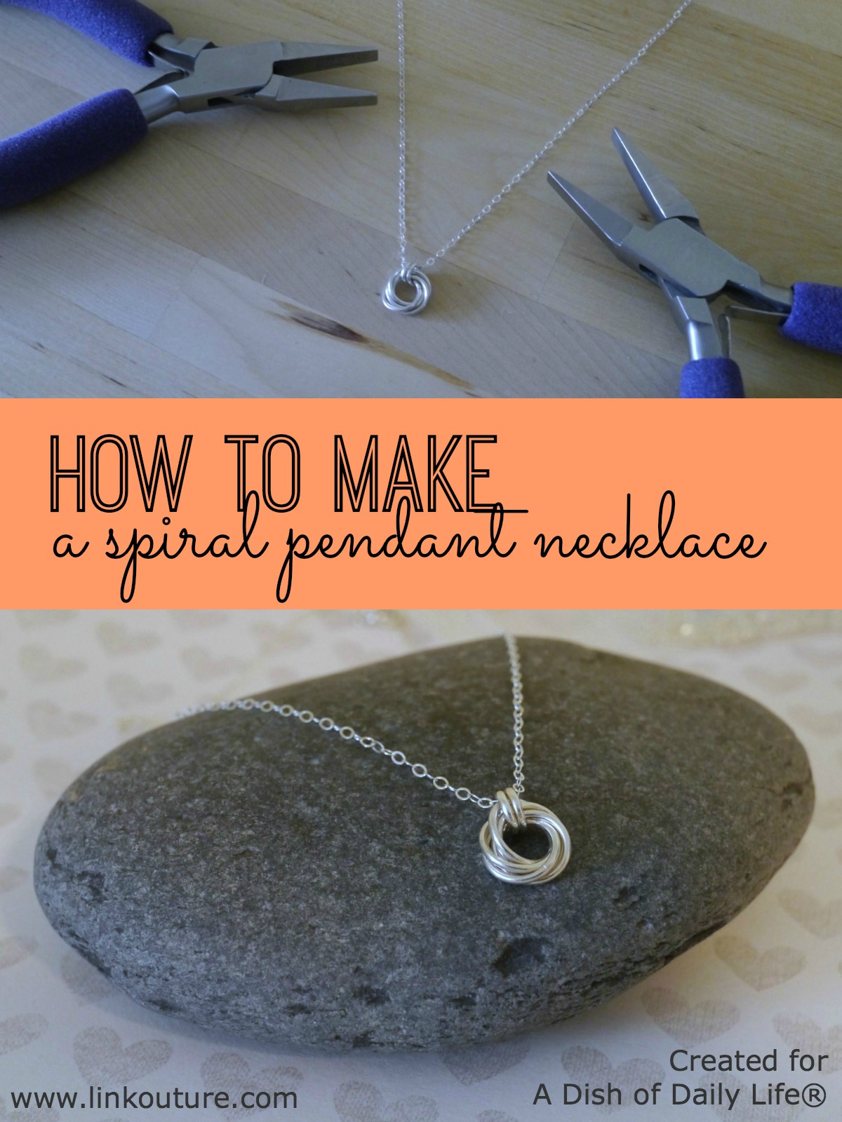 This DIY spiral pendant necklace jewelry tutorial is incredibly easy to make. It makes for a wonderful gift idea for Mother's Day or a special treat for yourself!