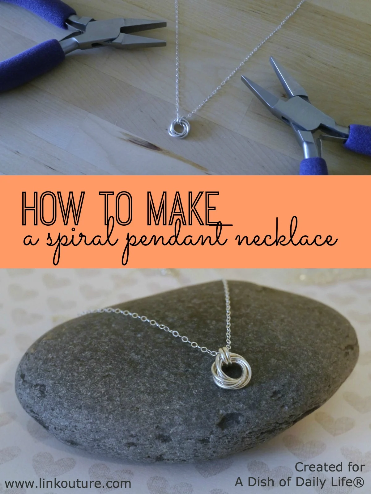 This DIY spiral pendant necklace jewelry tutorial is incredibly easy to make. It makes for a wonderful gift idea for Mother's Day or a special treat for yourself!