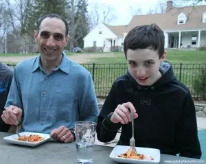 enjoying the pasta
