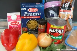 ingredients for Creamy Cajun pasta