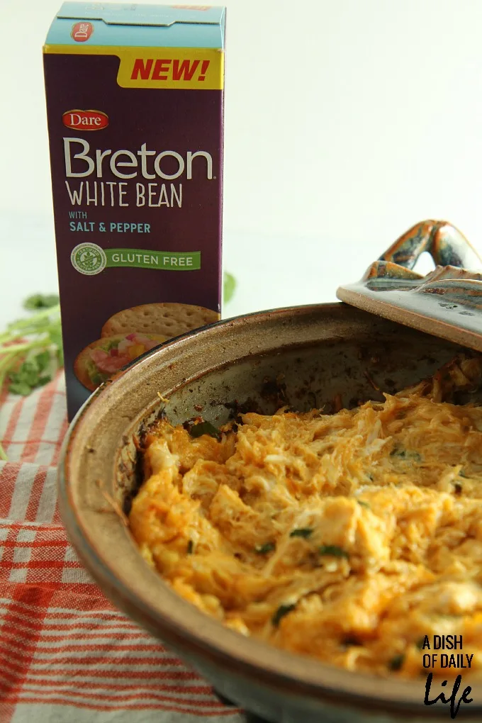 Cheese Crab Dip made with Breton White Bean Gluten Free Crackers