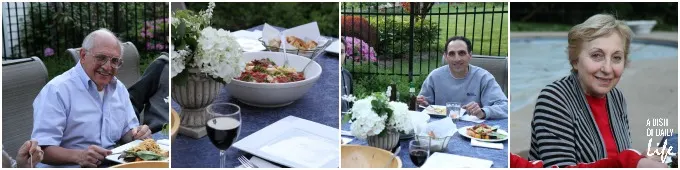 Family sitting down to dinner