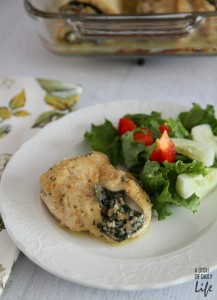 Goat cheese stuffed chicken breast with spinach and proscuitto...an elegant but easy meal!