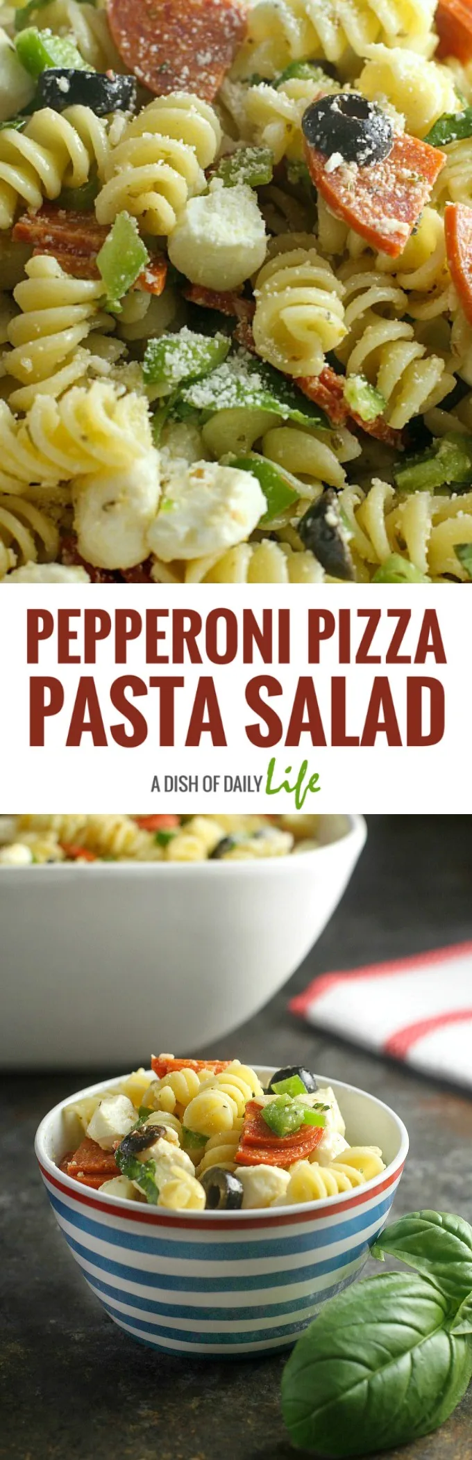 Pepperoni Pizza Pasta Salad...easy side dish for your summer cookout or for camping! Side dish | Pasta | Salad | Camping recipes | Easy recipes