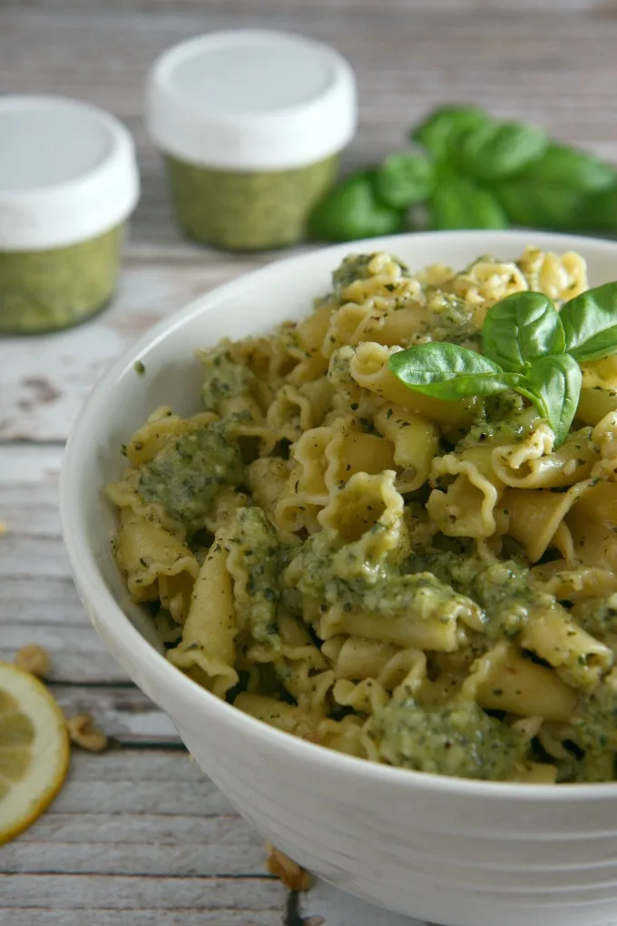 Basil Pesto with Lemon...freeze your extra pesto in mason jars with plastic lids